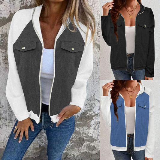 Women's Cool Sweatshirt with Side Pockets and Fashionable Appliqués NOVAE