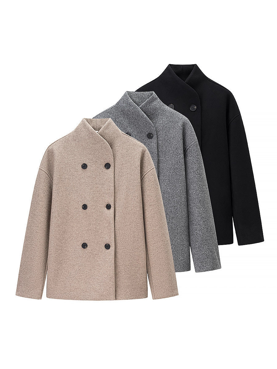 Women's elegant winter jacket with double button placket and stand-up collar NOVAE