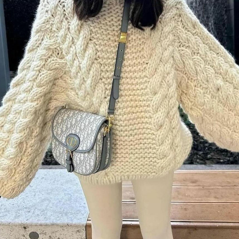Women's chunky knit sweater with oversized sleeves NOVAE