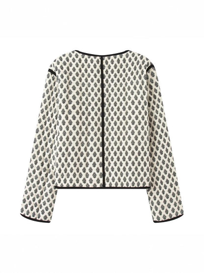 Women's quilted jacket with decorative pockets and modern print NOVAE
