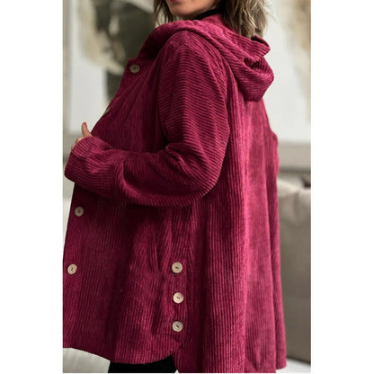Women's cozy hooded jacket made of fine corduroy fabric NOVAE