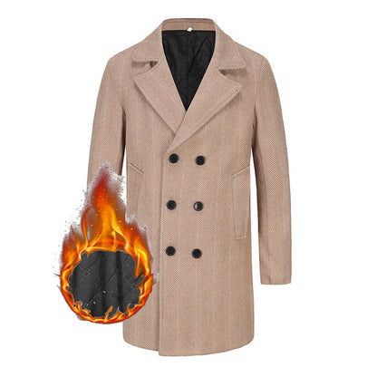 Men's elegant double-breasted herringbone coat NOVAE