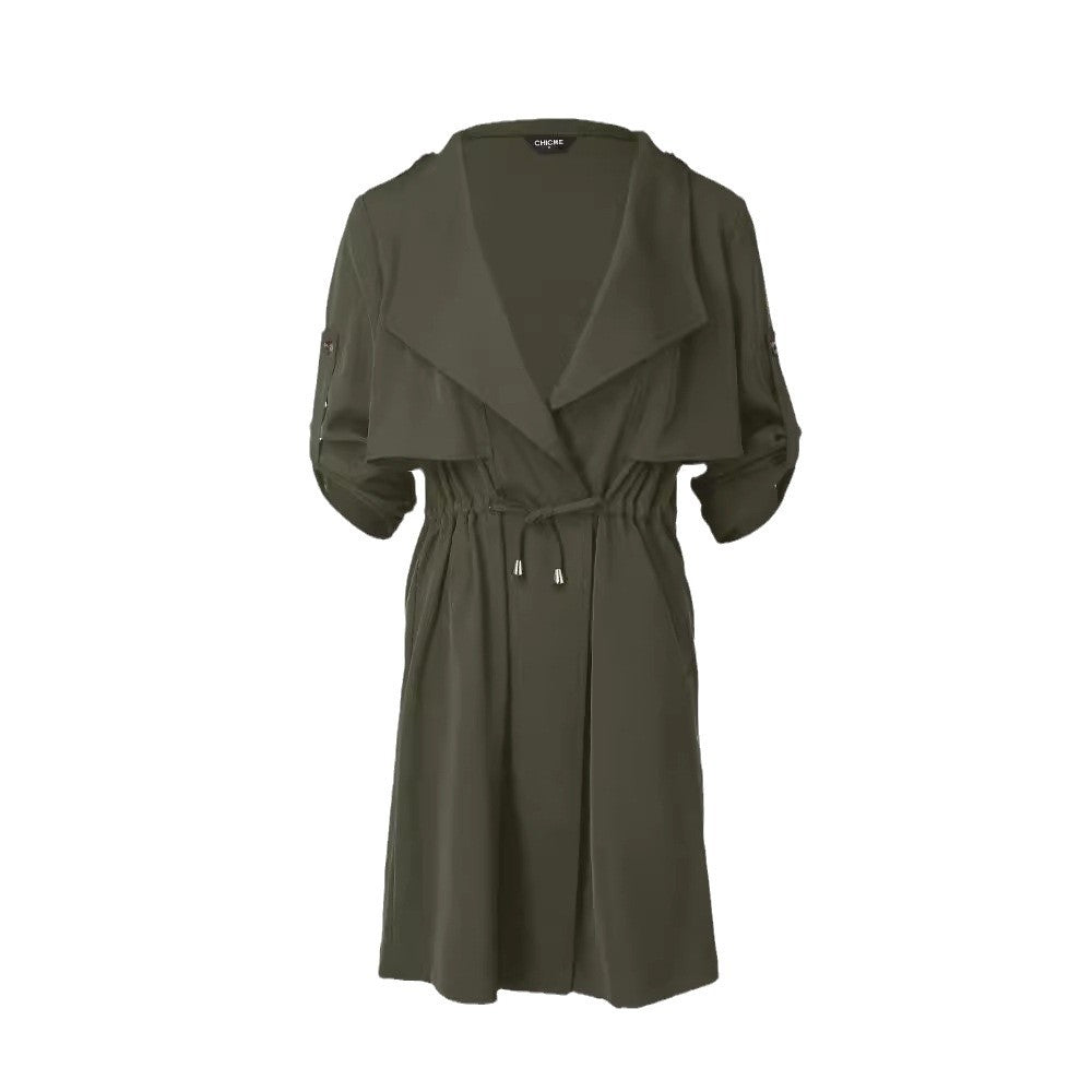 Women's fashionable trench coat jacket with deep V-neck and practical pockets NOVAE