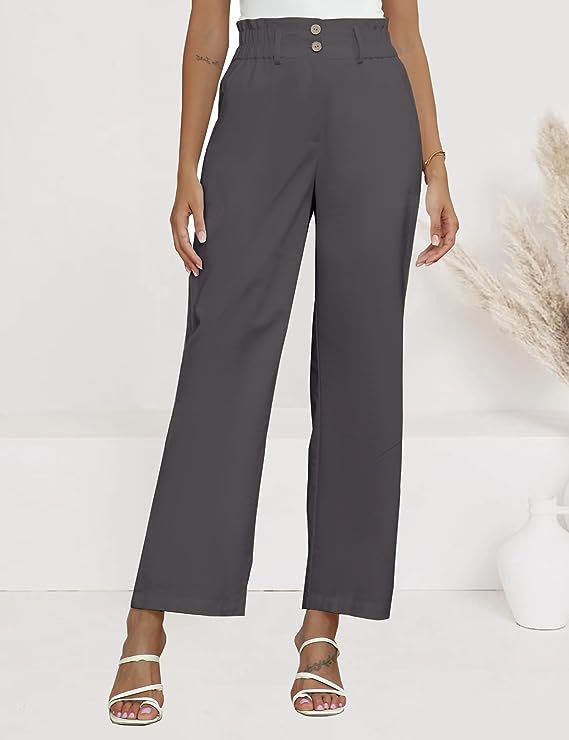 Women's wide-leg palazzo trousers with elasticated waistband and practical button details NOVAE