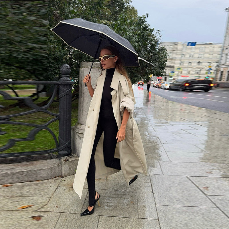 Women's Elegant Trench Coat with Open Sleeves and Modern Cut NOVAE