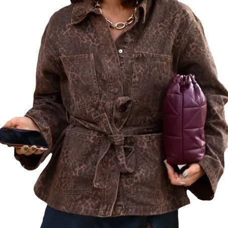 Women's linen shirt jacket with tailored cut and belt NOVAE