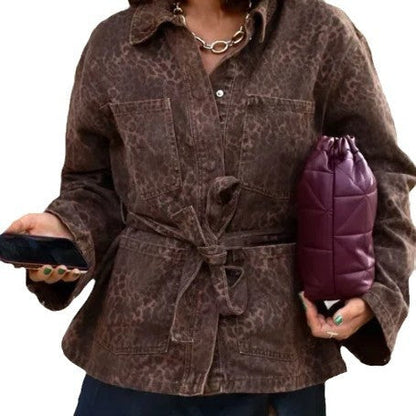 Women's linen shirt jacket with tailored cut and belt NOVAE