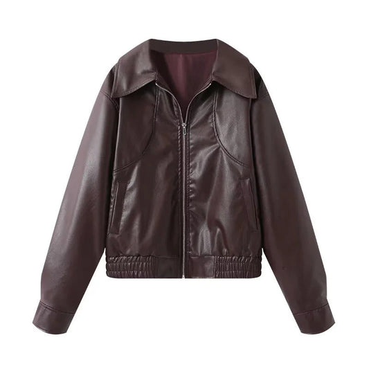 Women's faux leather blouson jacket with a wide cut and casual details NOVAE