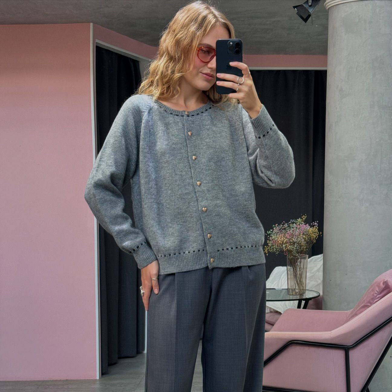 Women's airy cardigan with elegant button details NOVAE