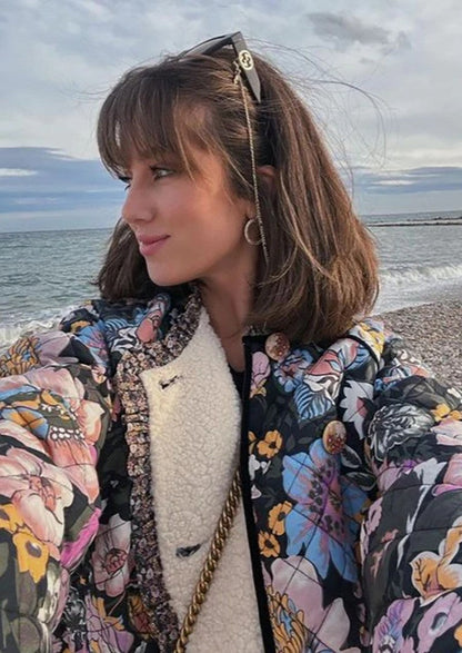 Women's quilted floral jacket with luxurious lining NOVAE