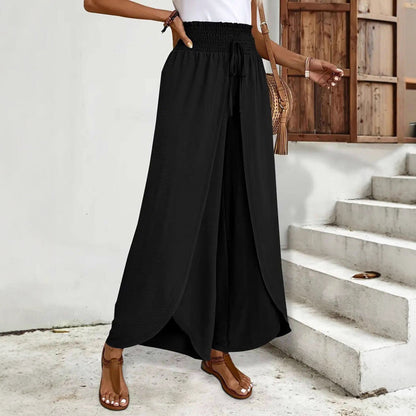 Women's Wide-leg High-Waisted Trousers with Side Slits NOVAE