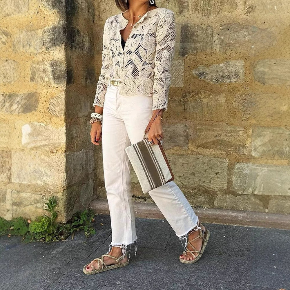 Women's knitted blouse with delicate pattern NOVAE