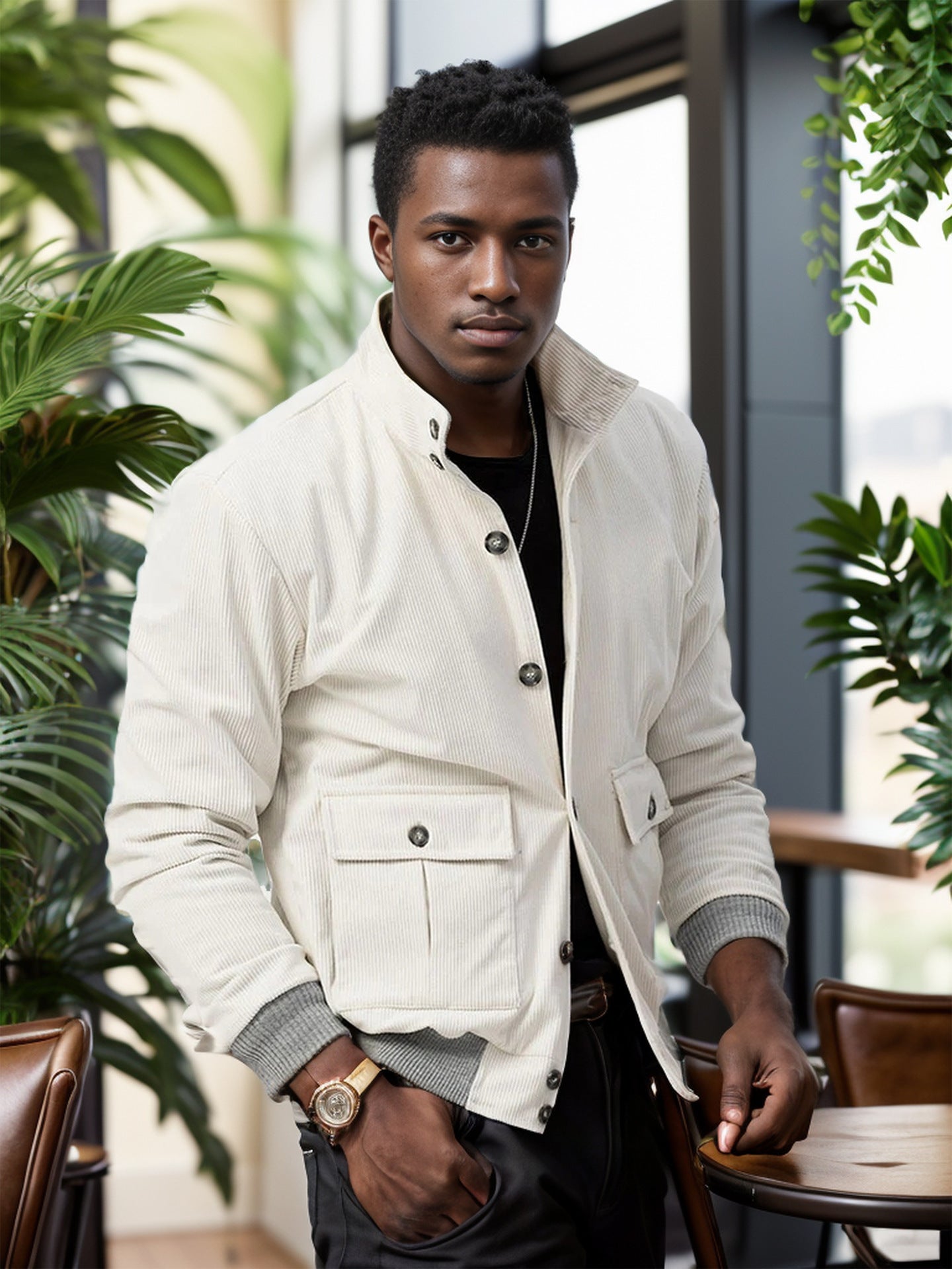 Men's modern corduroy jacket with practical pockets NOVAE