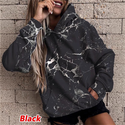 Women's hoodie with stylish marble pattern NOVAE