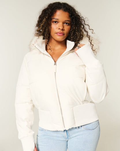 Women's quilted winter jacket with detachable hood and elasticated cuffs NOVAE