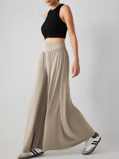 Women's wide-leg jersey trousers with a high waist NOVAE