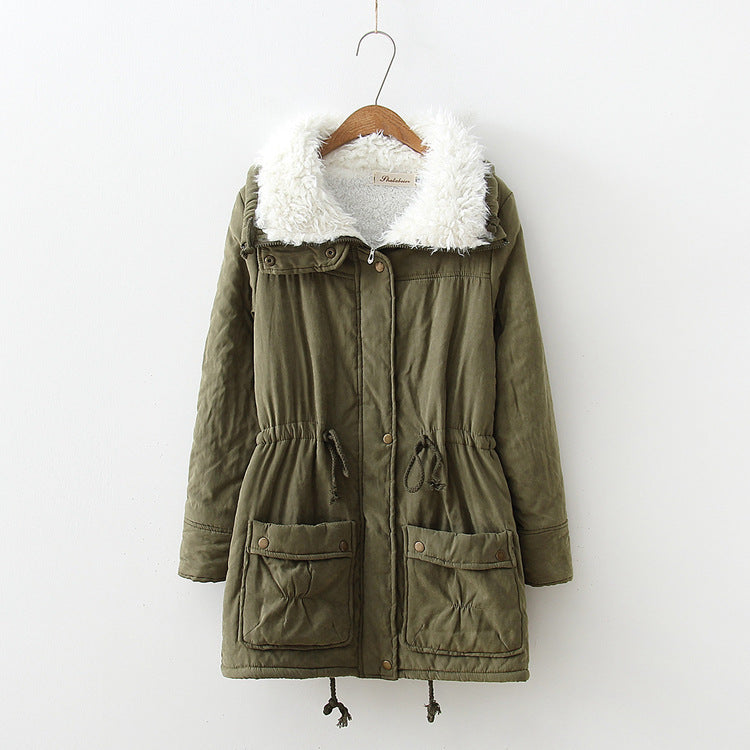 Women's transitional jacket with detachable faux fur collar and practical pockets NOVAE