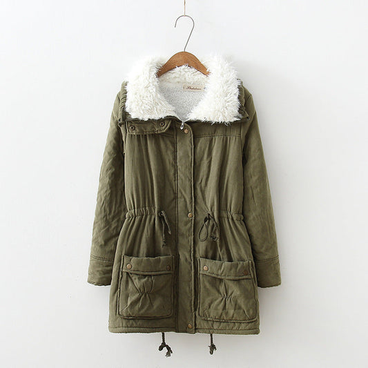 Women's transitional jacket with detachable faux fur collar and practical pockets NOVAE