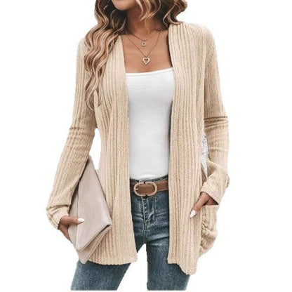 Women's cardigan with open design and practical pockets NOVAE