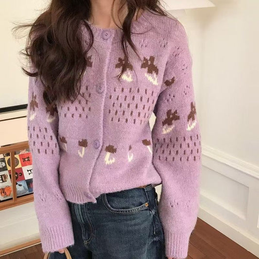 Women's cardigan with playful animal motif and button closure NOVAE