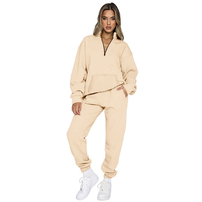 Women's Comfortable Leisure Outfit with High Collar and Kangaroo Pocket NOVAE