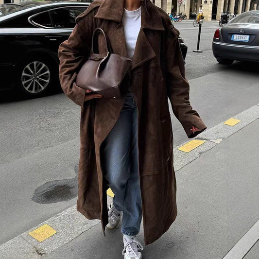 Women's fashionable transitional jacket with double-sided belt and waist shaping NOVAE