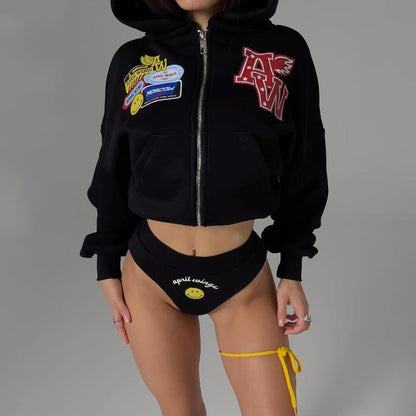 Women's leisure loungewear set with hooded jacket and casual trousers NOVAE