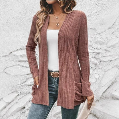 Women's cardigan with open design and practical pockets NOVAE