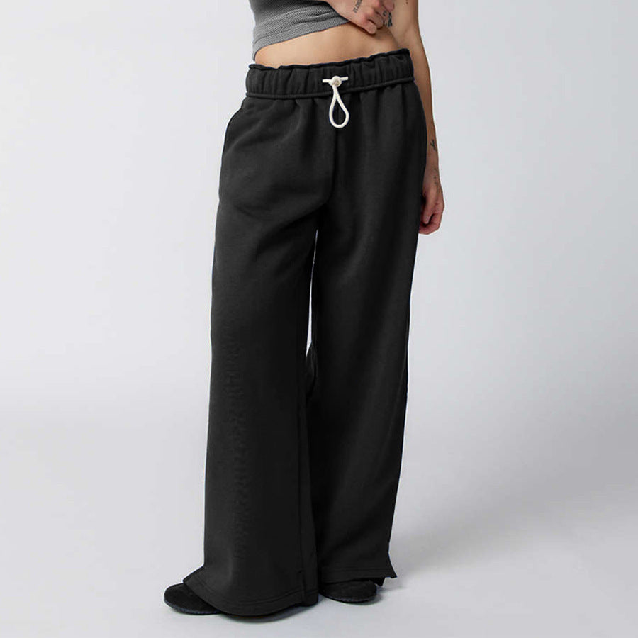 Women's wide-leg leisure trousers with elasticated waistband and drawstring NOVAE
