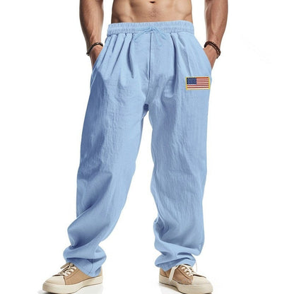 Men's casual leisure trousers with adjustable waistband and American patch NOVAE