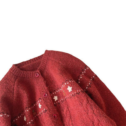 Women's cardigan with floral appliqués and comfortable buttons NOVAE