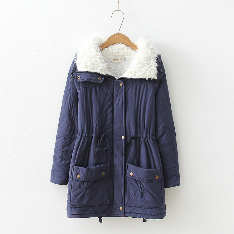 Women's transitional jacket with detachable faux fur collar and practical pockets NOVAE