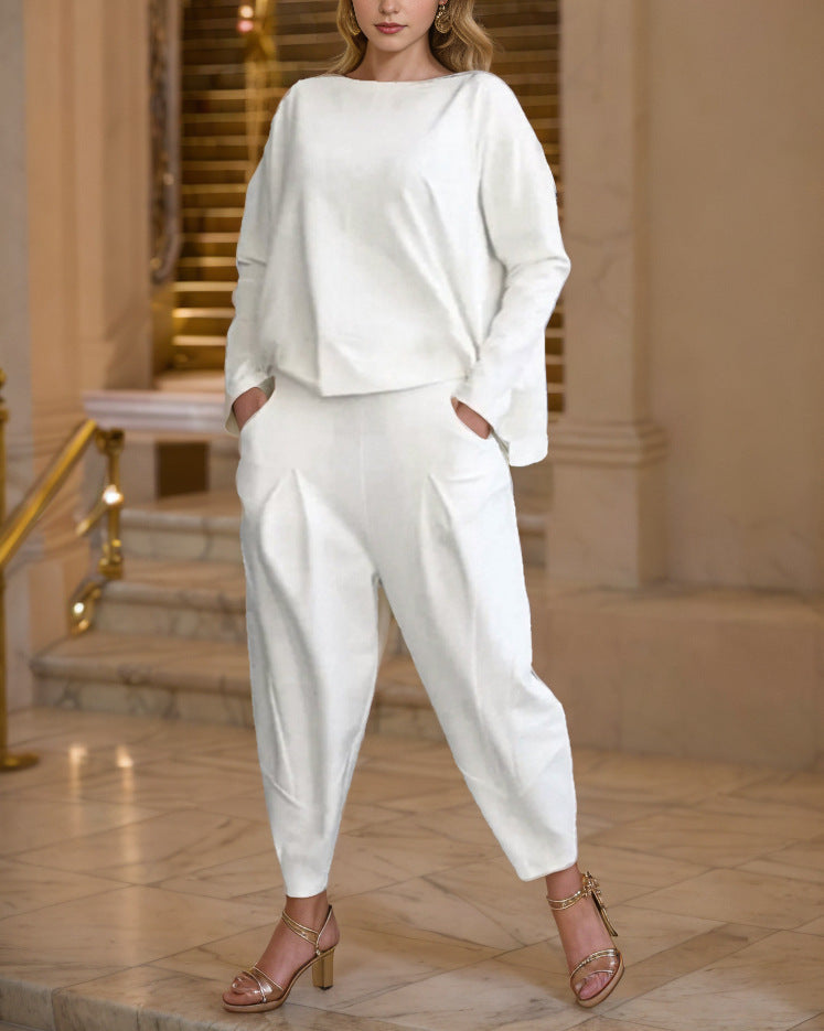 Women's elegant set with casual top and comfortable trousers NOVAE