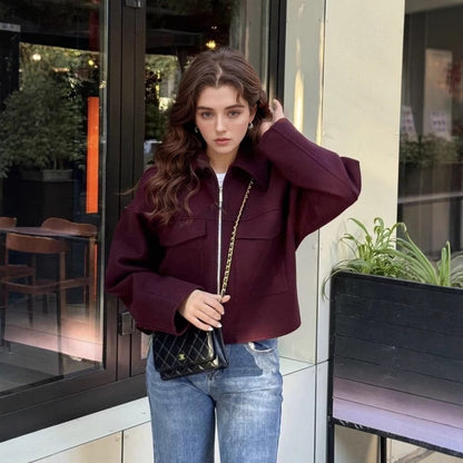 Women's casual jacket with patch pockets and zipper NOVAE