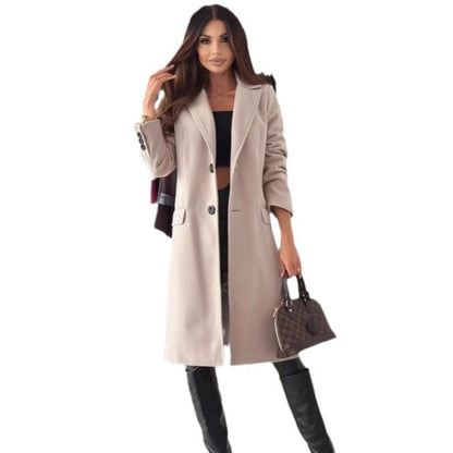 Women's Classic Oversized Coat with Elegant Lapel Collar and Practical Pockets NOVAE