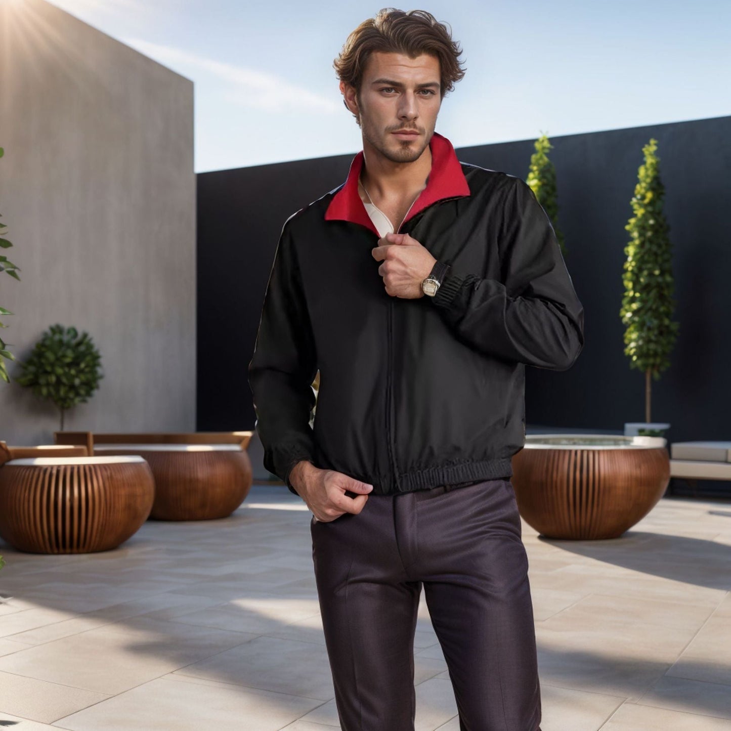 Men's lightweight transitional jacket with high-closing collar NOVAE