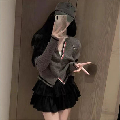 Women's casual cardigan with fashionable accents and contrasting details NOVAE