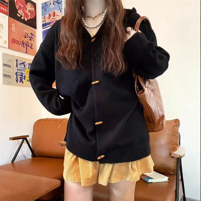 Women's stylish cardigan with hood and decorative buttons NOVAE