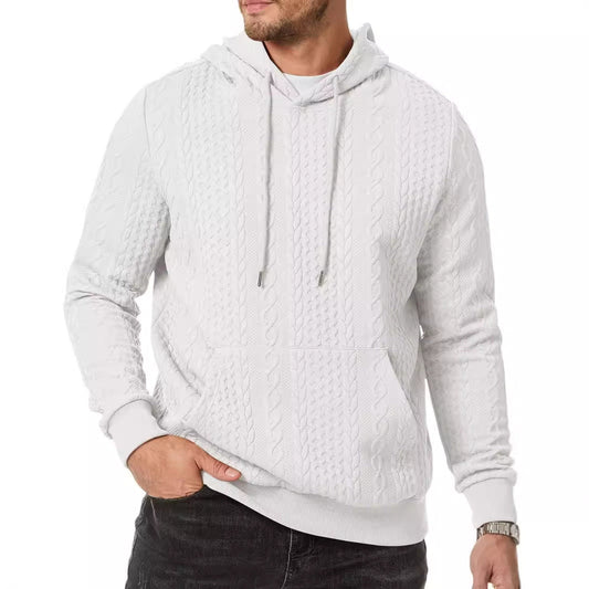 Men's hooded sweatshirt with textured cable knit pattern NOVAE