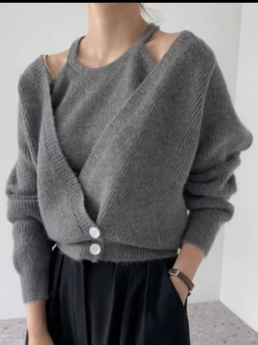 Women's open-cut ribbed cardigan NOVAE