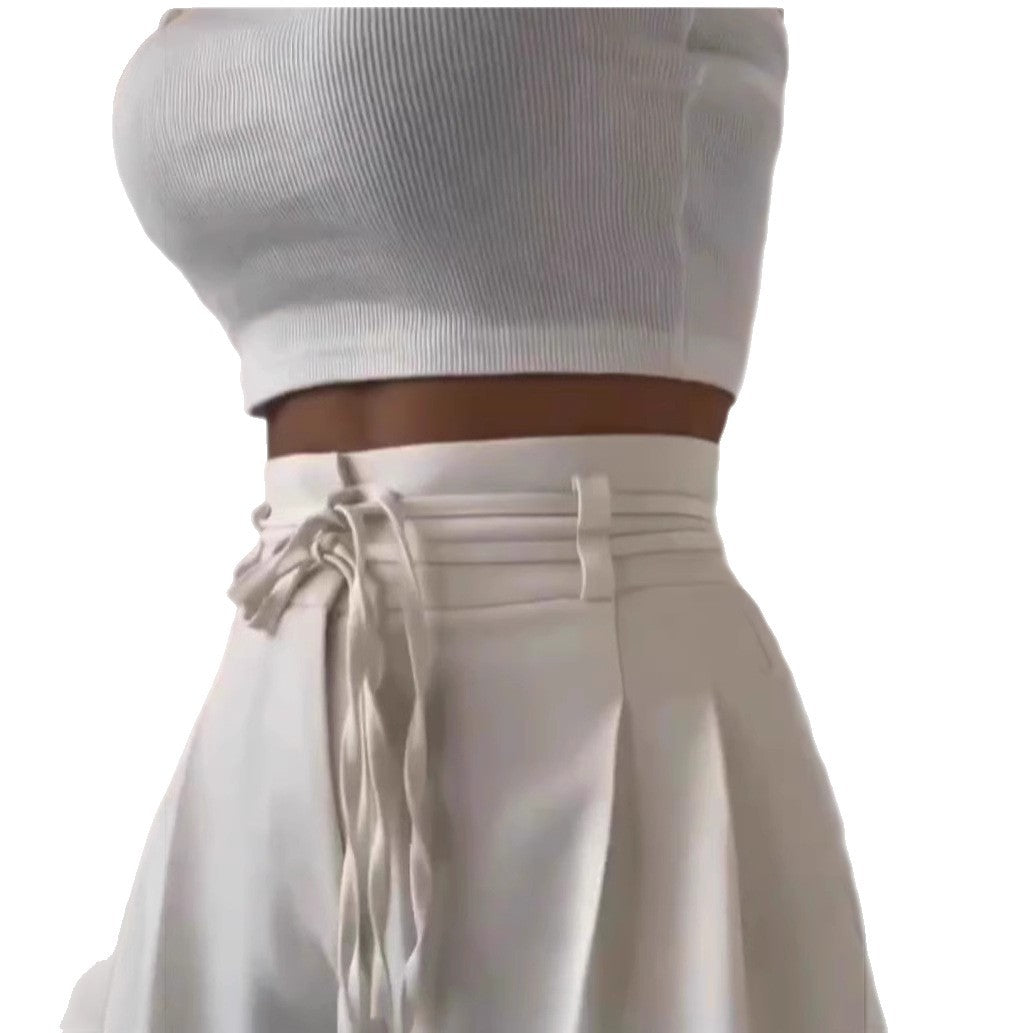 Women's wide-leg high-waisted trousers with sophisticated draping NOVAE