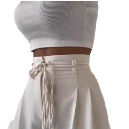 Women's wide-leg high-waisted trousers with sophisticated draping NOVAE