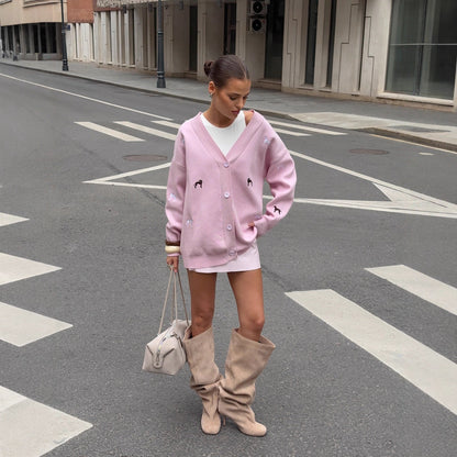 Women's casual cardigan with innovative detail embellishments NOVAE