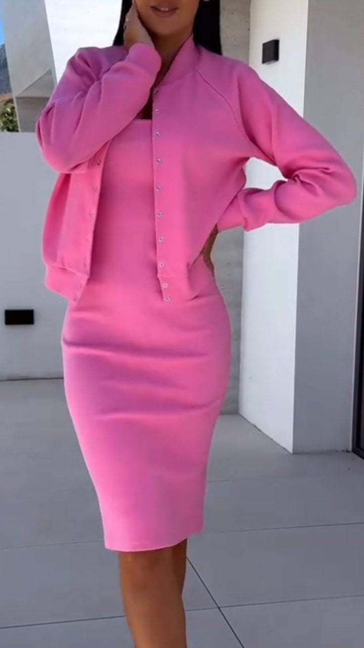 Women's fashionable sweatshirt dress and jacket set NOVAE