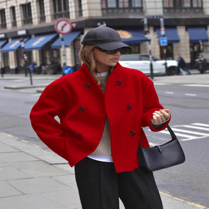 Women's wool jacket with double button placket and wide cut NOVAE