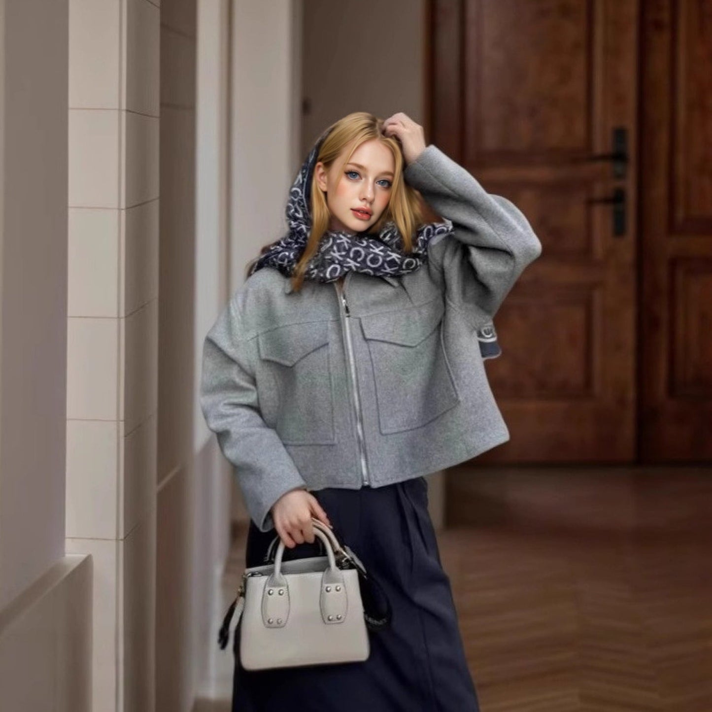 Women's casual jacket with patch pockets and zipper NOVAE