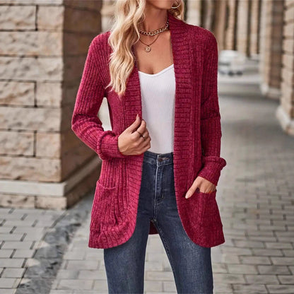 Women's cardigan with structured design and practical pockets NOVAE