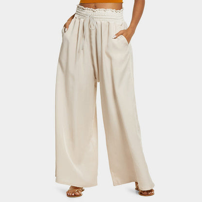 Women's wide-leg palazzo trousers with elasticated waistband and practical pockets NOVAE