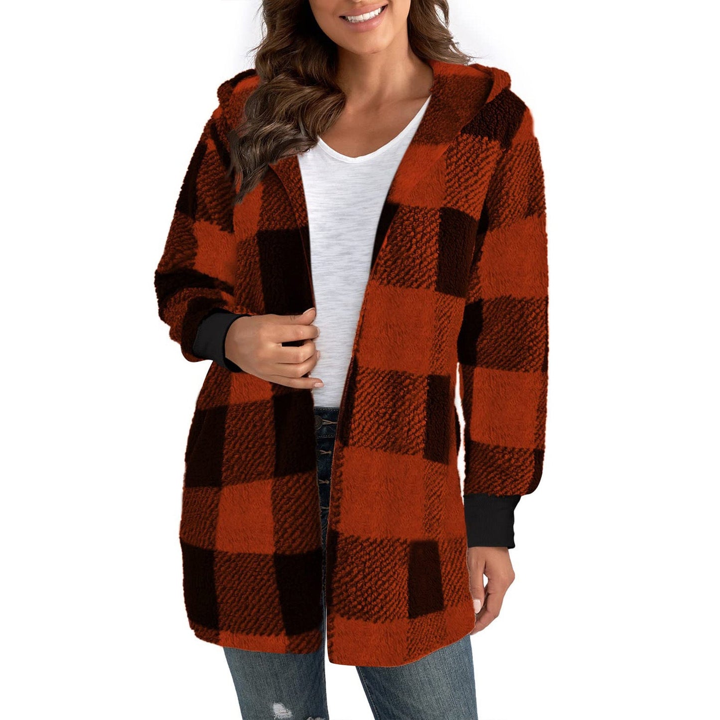 Women's cozy plaid jacket with soft material and relaxed fit NOVAE