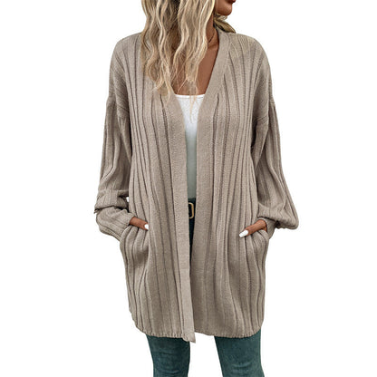Women's cardigan with structured rib pattern and relaxed fit NOVAE